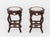 Pair of Victorian Chinoiserie Style Mahogany Pedestals, with white alabaster inset circular top above bamboo motif legs....