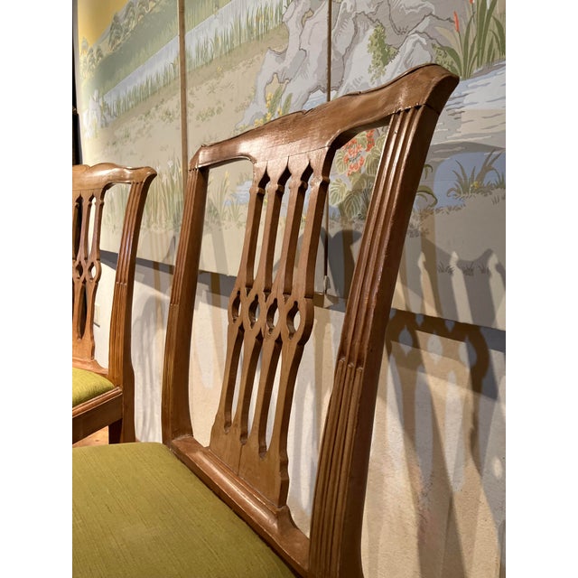 Green 18th-Century Neoclassical Italian Pierced-Back Walnut Chairs, Tuscan Provenance, Set of 4 For Sale - Image 8 of 13