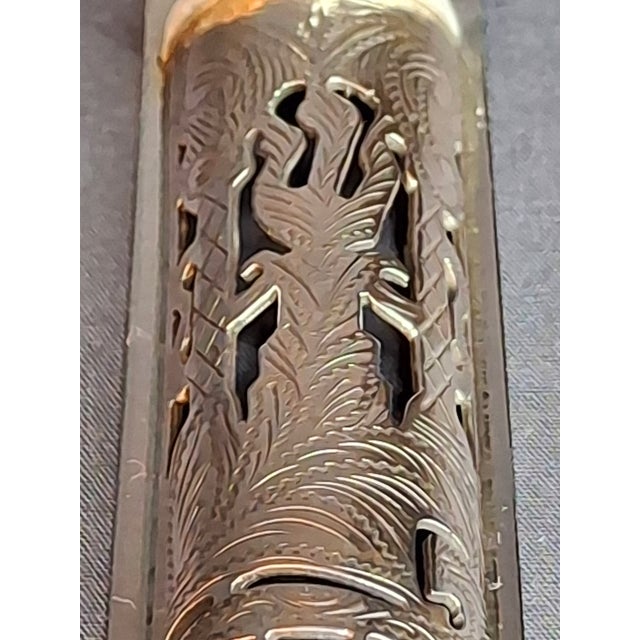 Vintage Netafim Israel Sterling Silver Mezuzah Case Openwork Scrollwork Large 6" For Sale In Boston - Image 6 of 11