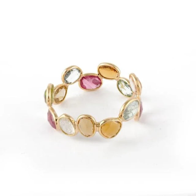 Metal Tourmaline Eternity Band in 18k Yellow Gold Size 7 ( All Sizes Available ) For Sale - Image 7 of 8