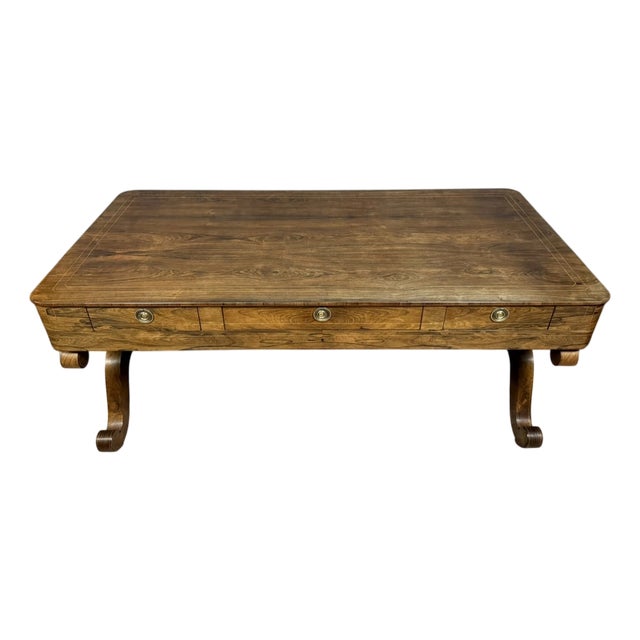 Charles X Center Desk in Rosewood and Lemonwood, 1820 For Sale
