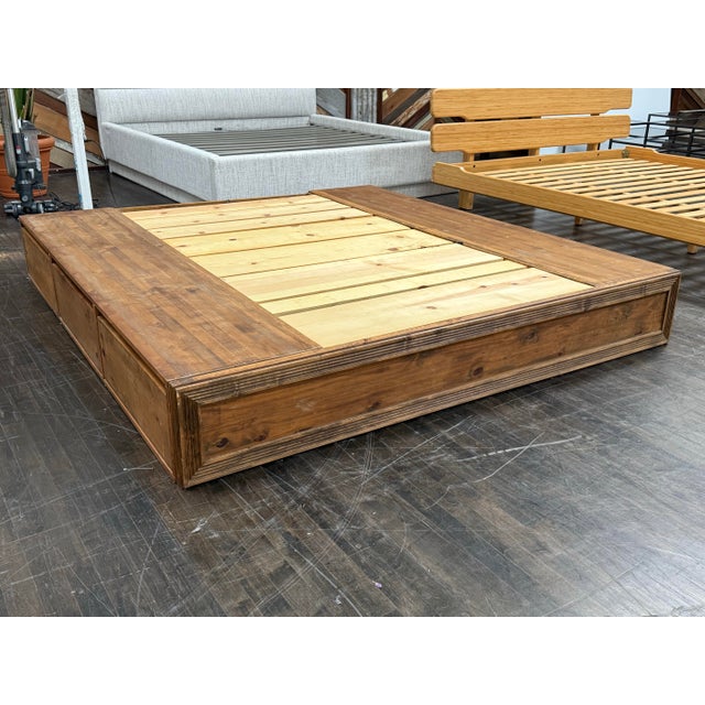 Rustic Eastern King Size Custom Six Drawer Platform Bed For Sale - Image 3 of 12