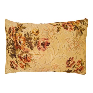 Decorative Antique Jacquard Tapestry Pillow with Floral Elements Allover For Sale