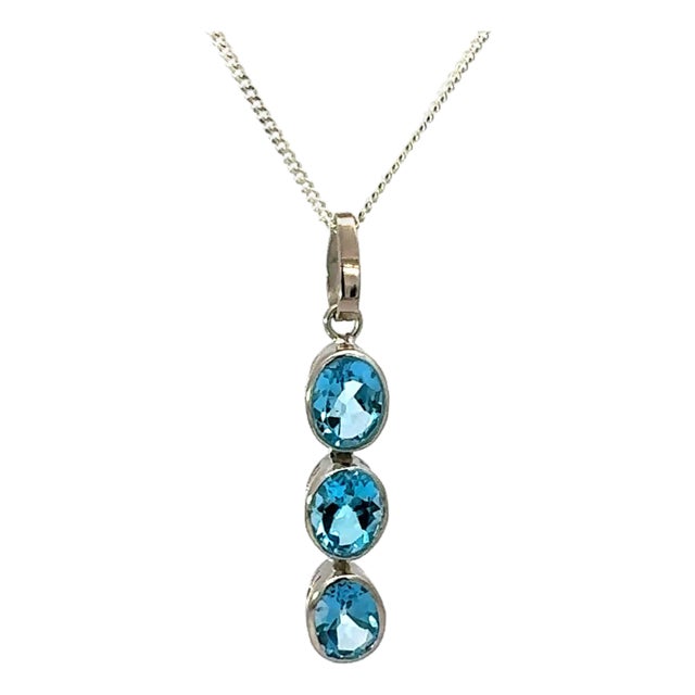 Classic 925 Silver December Birthstone Pendant With 8x6mm Three Stone For Sale