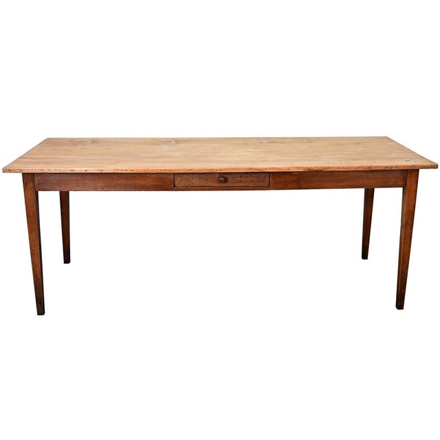 Brown French 19th Century Pine Farm Table For Sale - Image 8 of 11