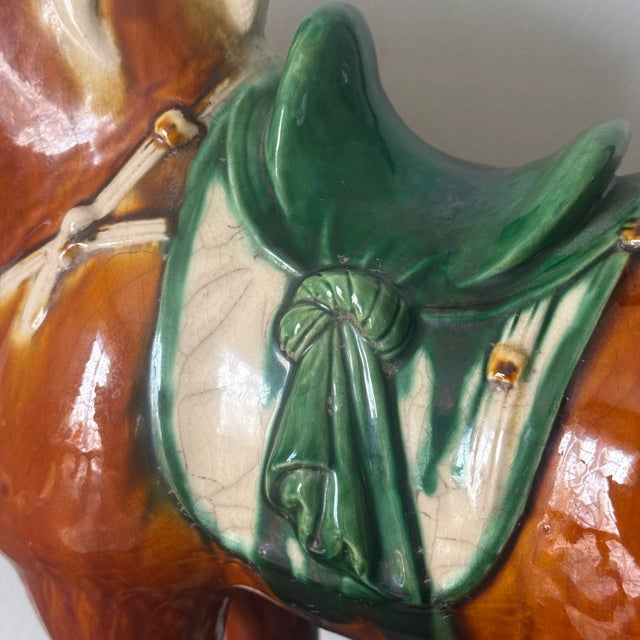 Sculpture Materials Antique Tang Sancai Terracotta Horse in Tri-Color Glaze - Exquisite Form and Detail For Sale - Image 7 of 11