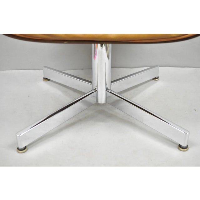 Vintage Selig Mid Century Modern Eames Style Chrome Walnut Footstool Ottoman For Sale - Image 9 of 15