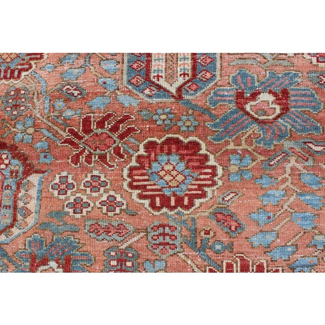 Antique Persian Bakhtiari Rug Featuring Repeating Floral Motifs and Rich Red 10 X 12 For Sale - Image 10 of 12