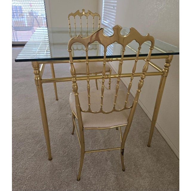 1960s Mid-Century Chiavari Brass Table & Chairs Set Italian For Sale - Image 5 of 5