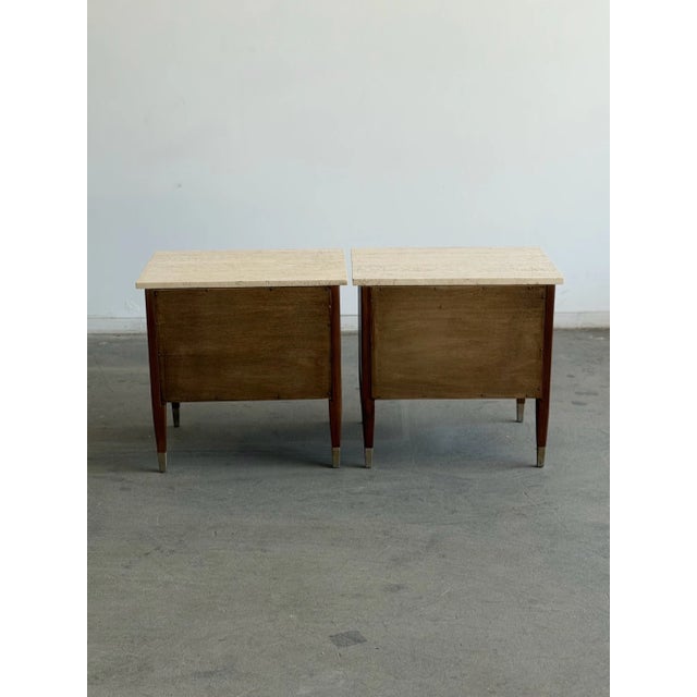 1960s Travertine & Walnut Nightstands by American of Martinsville - Pair For Sale - Image 13 of 17