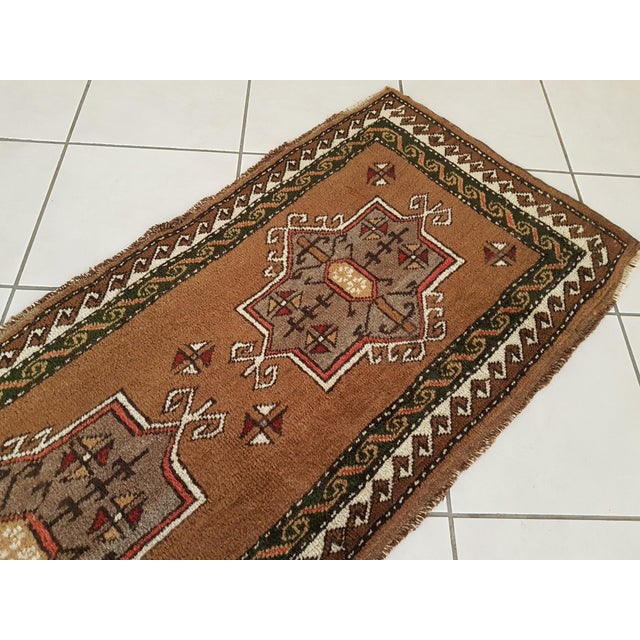 Textile Hand Knotted Oushak Rug Yastik Doormat 2'1" X 5'3" For Sale - Image 7 of 11