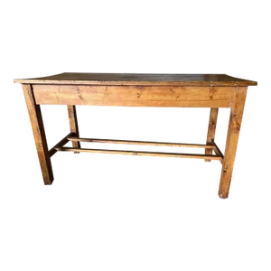 Antique Early American Style Rustic Yellow Pine Breakfast Dining Table.