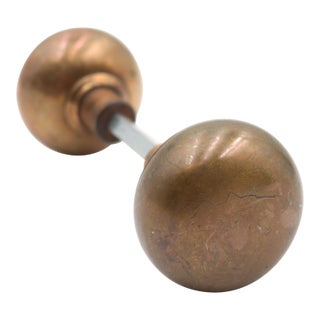 Pair of Vintage 2 In. Round Brass Passage Door Knobs For Sale