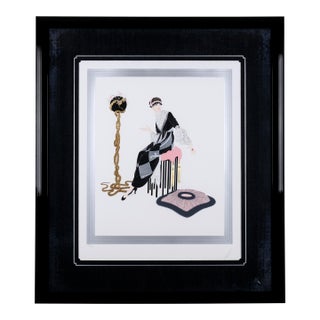 1986 Erte "Harmony" Artist Hand Signed & Numbered Limited Edition 82/300 Velvet Matted & Framed Serigraph Very Good + Condition For Sale