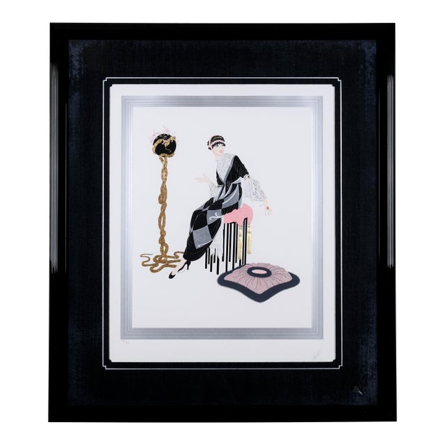 1986 Erte "Harmony" Artist Hand Signed & Numbered Limited Edition 82/300 Velvet Matted & Framed Serigraph Very Good + Condition For Sale