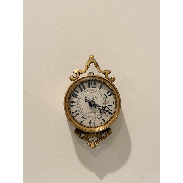 Rococo Vintage G. Revel Palais Royal Brass Wall Clock (Wall-Mount Only) For Sale - Image 3 of 5