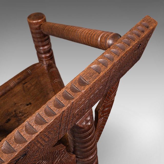 Antique Turner's Armchair, English, Oak, Old Saxon Chair, Elbow Seat, Victorian For Sale - Image 10 of 10