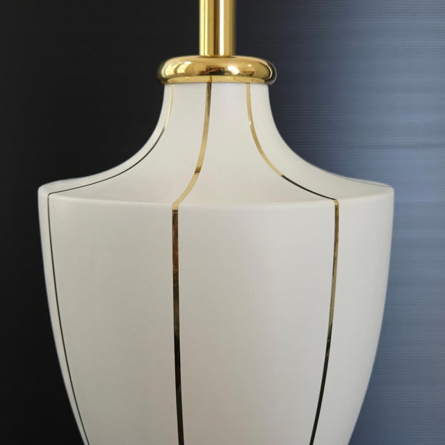 Gold Vintage Amphorus Lamp in Ceramic and Gilt Brass, 1970s For Sale - Image 8 of 13