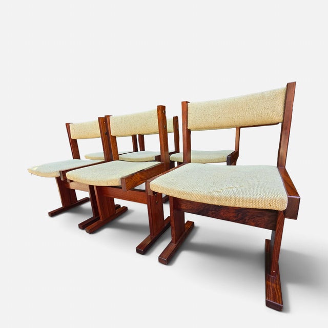 Danish Brutalist Rosewood Dining Chairs by Gangso Mobler, 1970s. Set of six stunning Scandinavian Mid-Century Modern...