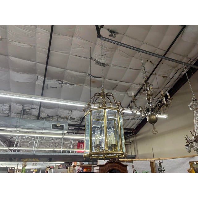 Large 1960s Italian Brass and Glass Lantern For Sale - Image 12 of 12