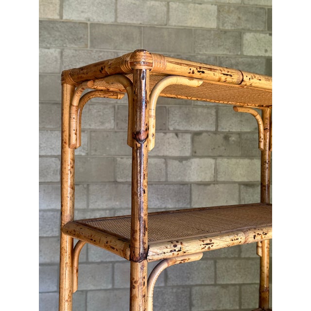 1980s Bamboo, Rattan, and Cane British Colonial Style Shelf For Sale - Image 9 of 12