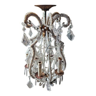 1950s Mid Century Modern Italian Macaroni Beaded Chandelier For Sale