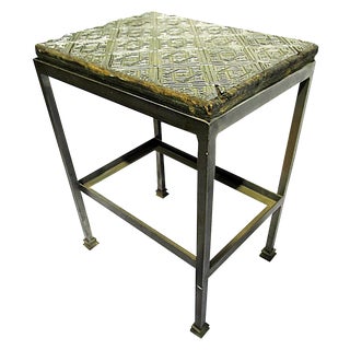 Antique Wallpaper-Print Steel End Table For Sale