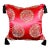 Asian Red Satin Silk Jacquard Decorative Knotted Tassel Pillow For Sale