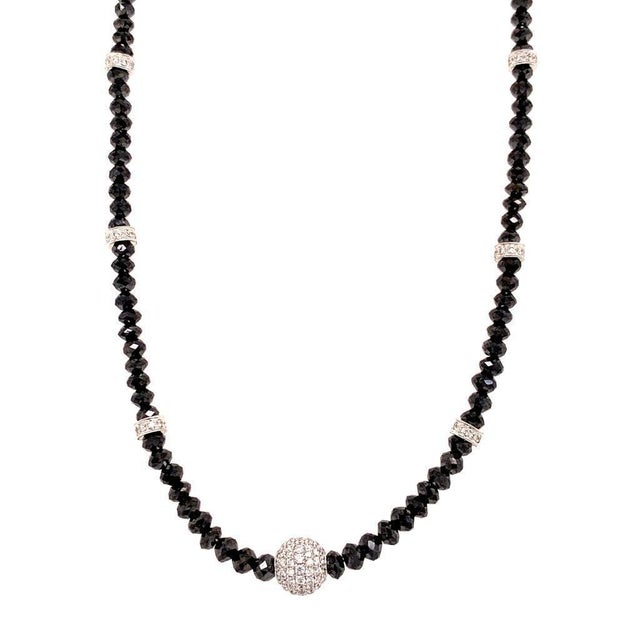 Black Diamond Beaded Necklace 34.15 Tcw 18k Gold Certified For Sale - Image 8 of 8
