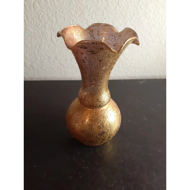 Victorian Vintage Victorian 22k Gold Overlay Lotus Bud Vase For Sale - Image 3 of 7