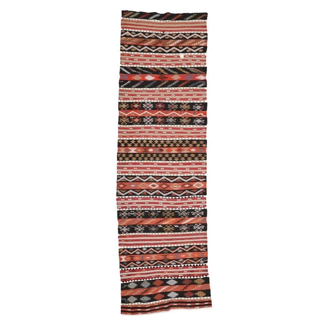 Textile Mid 20th Century Vintage Turkish Kilim Runner For Sale - Image 7 of 7