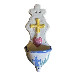 19th Century French Ceramic Holy Water Font For Sale
