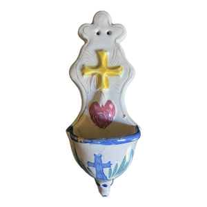 19th Century French Ceramic Holy Water Font