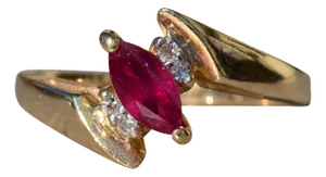 The Cazadero: Ladies 14K Gold Bypass Ring set with Marquise Ruby and Diamonds