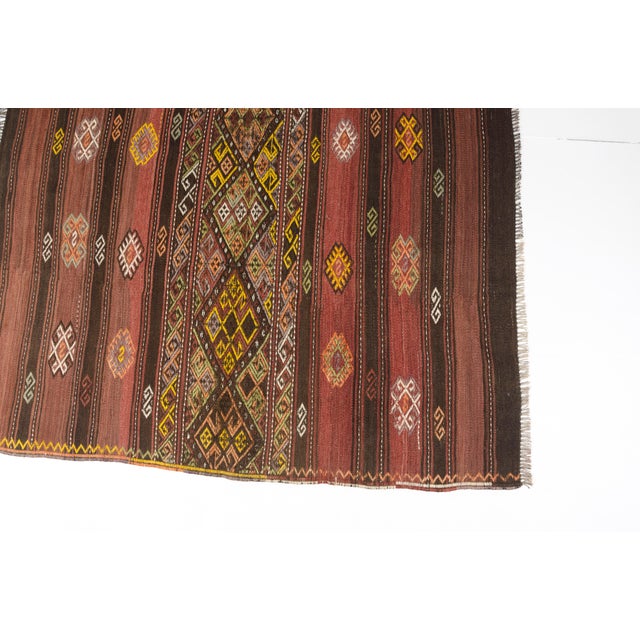 Red 1950s Authentic Flatweave Anatolian Kilim For Sale - Image 8 of 10