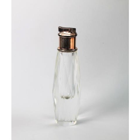 Mid-Century Modern Vintage Mid Century Silver Plate and Crystal Cigarette Lighter For Sale - Image 3 of 7
