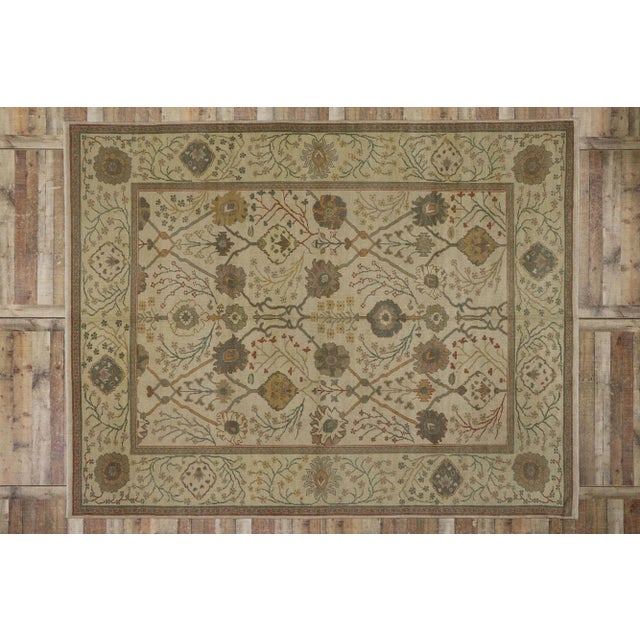 Tan Turkish Oushak Rug - 09'05 X 12'01 For Sale - Image 8 of 9