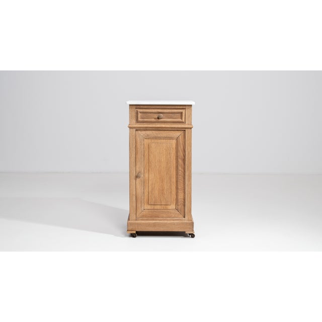 Early 20th Century Oak Marble-Top Side Table On Casters For Sale - Image 14 of 14