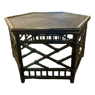 Vintage Italian Hexagonal Bamboo Low Table For Sale