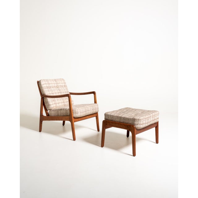 Model 109 armchair designed by ole wanscher for france & daverkosen in the 1950s, complete with matching footstool. It...
