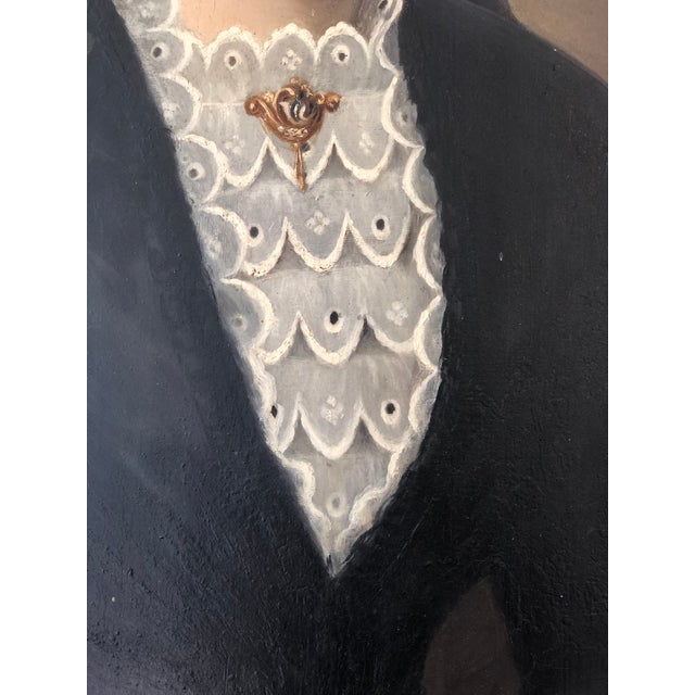 19th Century Antique Original Oil Painting of a German Lady, Large 19th Century Portrait For Sale - Image 5 of 14