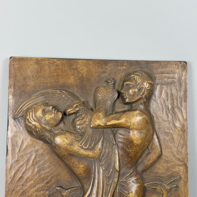 High Relief Falconer Sculpture Panel in Wood by P. Conforti, 20th Century For Sale - Image 6 of 12