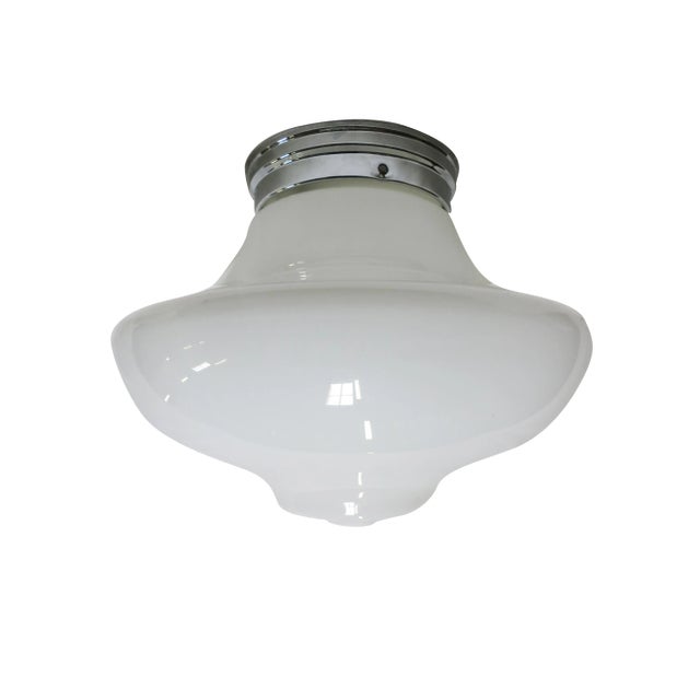 Large Schoolhouse Bell-Shape Ceiling Glass Globe Pendant For Sale
