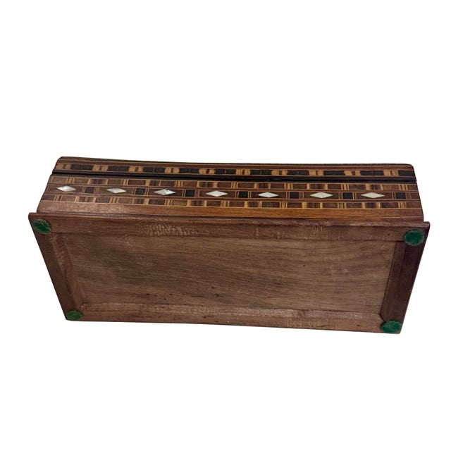 Coffee Vintage Early 20th Century Middle Eastern Marquetry & Mother-of-Pearl Inlay Box For Sale - Image 8 of 8