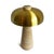 Attractive and sturdy, small LED table lamp. Beautiful brass colored metal mushroom shaped shade with creamy, beige,...