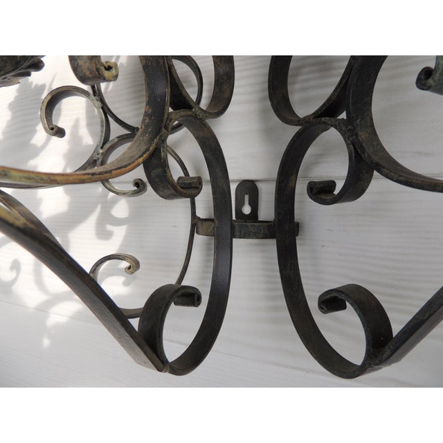 Monumental Vintage Black Wrought Iron Wall Candelabra For Sale In Tampa - Image 6 of 10