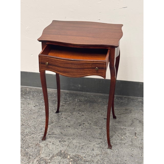 Brown Edwardian Mahogany Inlaid Side Table, Vintage For Sale - Image 8 of 12