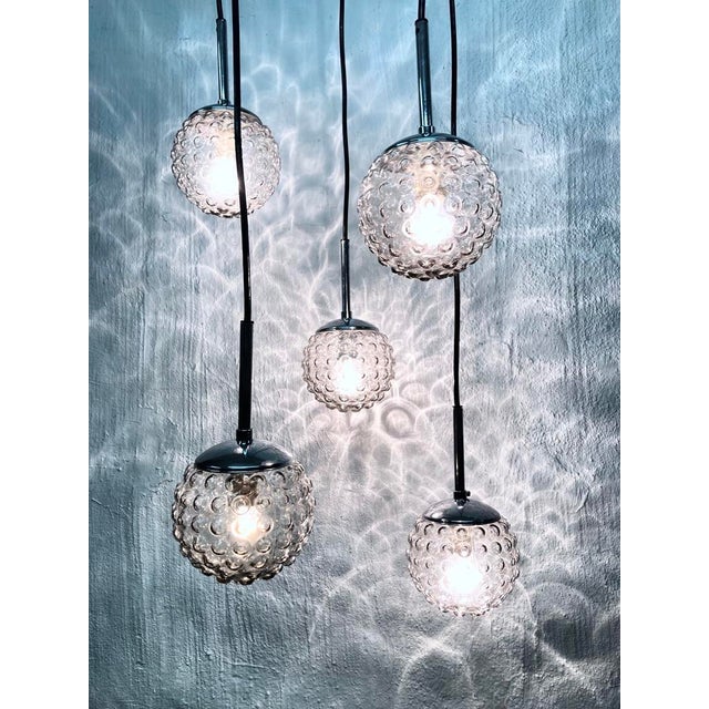 Space Age Cascade Pendant Light in Glass and Chrome by Rolf Krüger for Staff, 1960s For Sale - Image 10 of 15