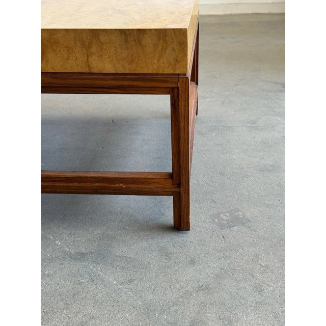 1970s Minimal Burl Wood and Oak Coffee Table For Sale - Image 12 of 12
