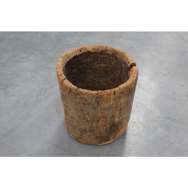 19th Century French Primitive Hollowed Oak Tree Trunk Planter For Sale - Image 4 of 11